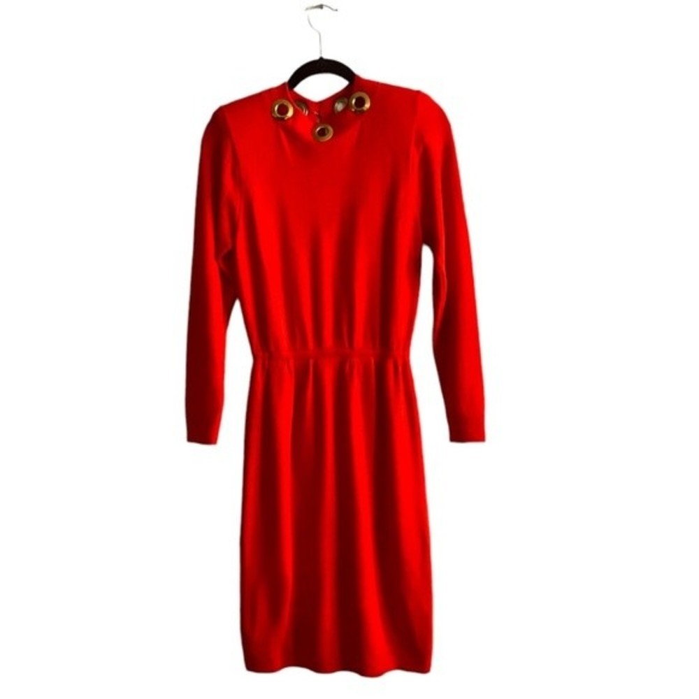 St John Red Vintage Sweater Dress Size 6